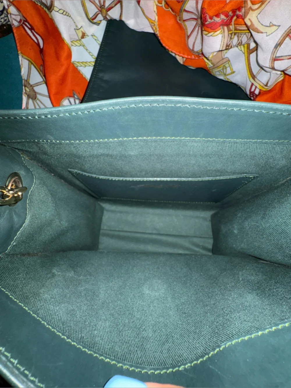 Camille Vost Detached topDark Green Suede and leather crossbody with Gold accent